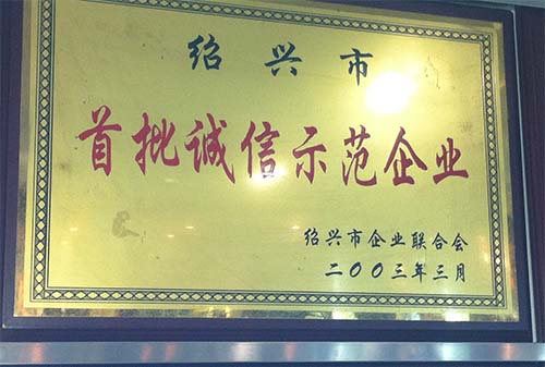 2003年紹興市首批誠信示范企業(yè)